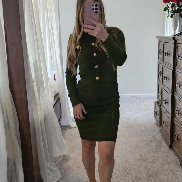 Express green skirt sweater set nwt XS bodycon - Picture 6 of 14